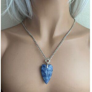 Brighton Silver Plated TOLEDO WITH LOVE Blue Quartz Heart Pendant Necklace